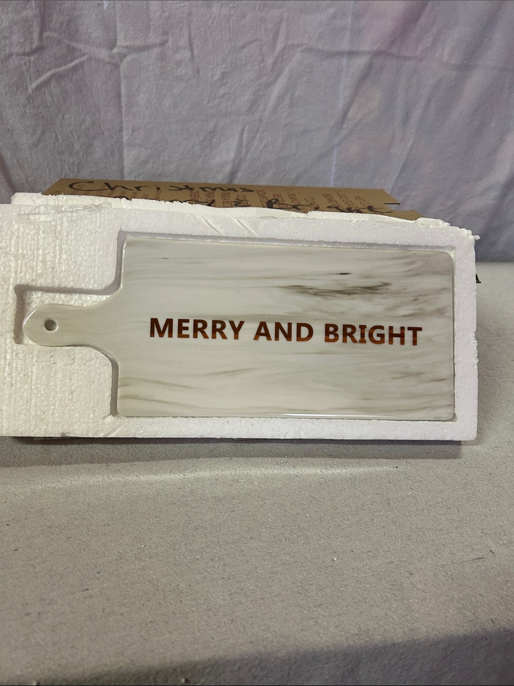 Avon Cream Marbled 'Merry and Bright' Serving Board